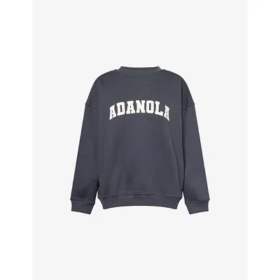 Adanola Womens Midnight Blue Varsity Oversized Cotton Sweatshirt Xs