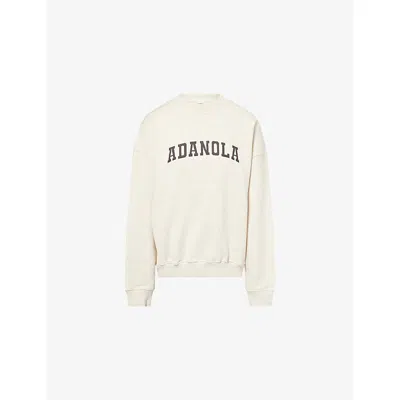 Adanola Womens Oat Melange/coffee Bean Varsity Oversized Cotton Sweatshirt Xl In Neutral