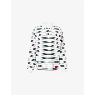 Adanola Womens Airy Blue/mw Varsity Oversized Striped Cotton Rugby Sweatshirt In White