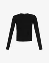Adanola Womens Black Fitted Long-sleeved Stretch-cotton T-shirt In Black