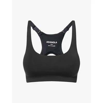 Adanola Womens Black Impact Seamless Padded-cups Sports Bra