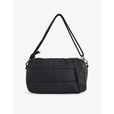 Adanola Womens Black Multi-strap Logo Quilted Shoulder Bag