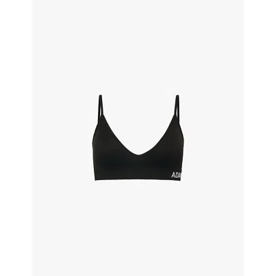 Adanola Womens Black Seamless Intimate Logo-band Stretch-woven Bra