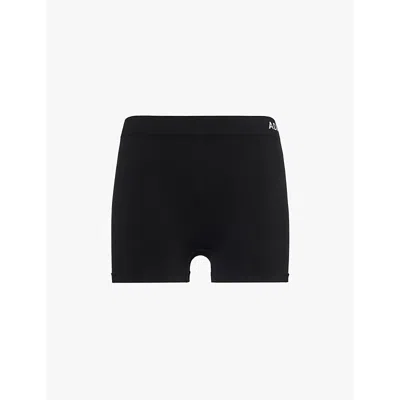 Adanola Womens Black Seamless Intimate Logo-waistband Stretch-woven Boxer Shorts