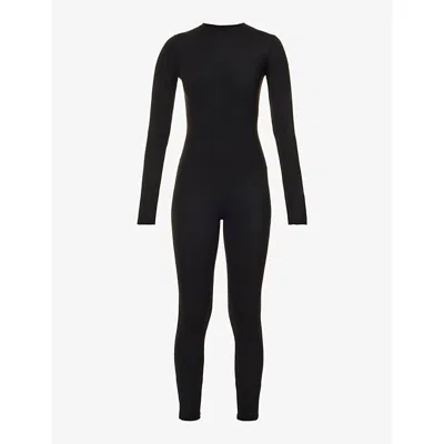 Adanola Ultimate Long-sleeved Stretch-jersey Unitard In Black