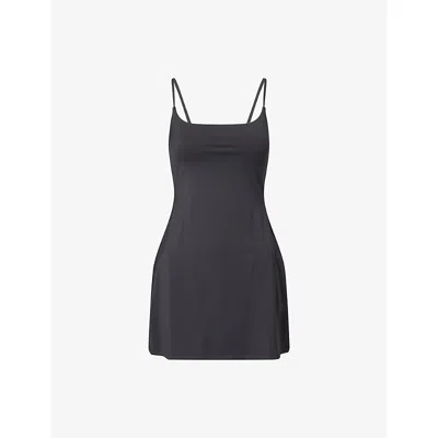 Adanola Womens Black Ultimate Strappy Stretch-woven Mini Dress Xs In Gray