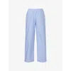 Adanola Womens  Relaxed-fit Striped Cotton-poplin Trousers In Blue/white