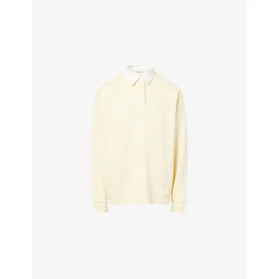 Adanola Womens Butter Cream Varsity Oversized Rugby Cotton-jersey Sweatshirt Xs In Yellow