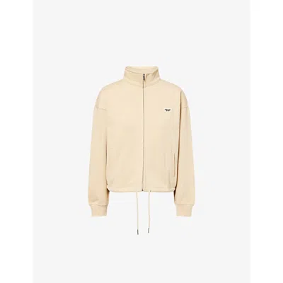 Adanola Womens Caramel Beige Embroidered-logo High-neck Cotton Sweatshirt In Neutral