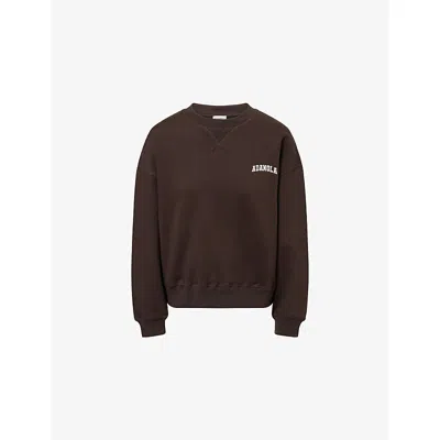Adanola Womens Cb/mw Varsity Relaxed-fit Cotton-blend Sweatshirt In Brown