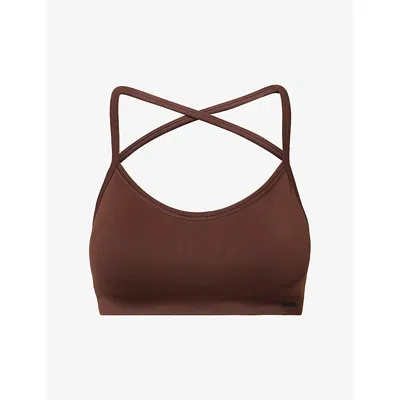 Adanola Womens  Classic Seamless Cross-back Sports Bra In Brown