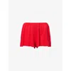 Adanola Womens Classic Red Pointelle Relaxed-fit Cotton-jersey Shorts Xl