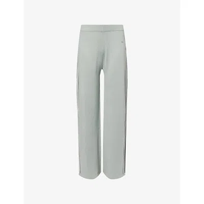 Adanola Womens Cloud Blue Wide-leg Striped Knit Jogging Bottoms