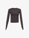 Adanola Womens Coffee Bean Core Fitted Stretch-woven T-shirt In Coffee Bean