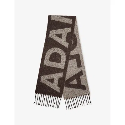 Adanola Womens Coffee Bean Logo Intarsia Knit Scarf In Brown