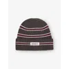 Adanola Womens Coffee Bean /marshmallow Stripe Knitted Beanie In Gray