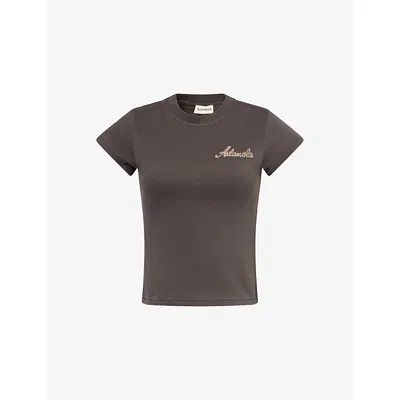 Adanola Womens  Signature Baby Tee Cotton-jersey T-shirt In Brown