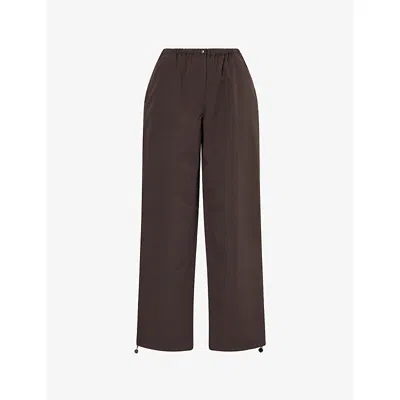 Adanola Womens Coffee Bean Trail Wide-leg Woven Trousers In Brown