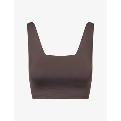 Adanola Womens Coffee Bean Ultimate Square-neck Stretch-woven Bra In Brown