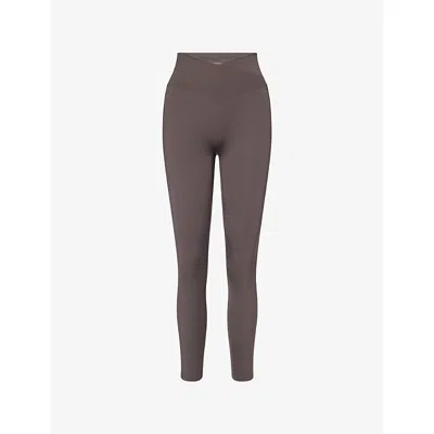 Adanola Womens Coffee Bean Ultimate Wrap Gym Leggings Xl In Brown