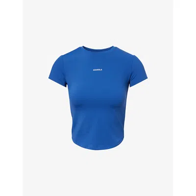 Adanola Womens College Blue Ultimate Curved-hem Stretch-woven Top