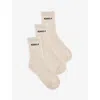 Adanola Womens Cream Logo-intarsia Ribbed Pack Of Three Stretch-bamboo Blend Socks In Cream