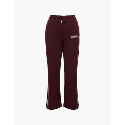 Adanola Womens Dark Chrry/marshmllw Wht Varsity Loose-fit Straight-leg Cotton-jersey Jogging Bottoms In Burgundy