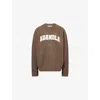 Adanola Womens Drk Cocoa Brwn/mrshmllw Varsity Boucle-logo Cotton And Wool-blend Oversized Jumper In Brown