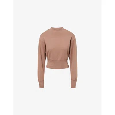 Adanola Womens Dusty Brown Cinch-hem Modal-jersey Sweatshirt In Neutral