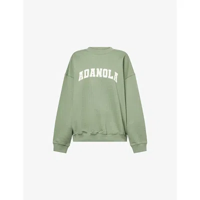 Adanola Womens Eden Grn/mrshmllw Wht Varsity Oversized Cotton Sweatshirt In Green