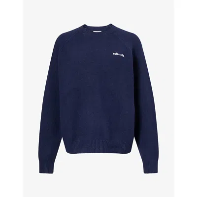 Adanola Womens Embroidered-logo Oversize Cotton-knit Jumper Navy Xl