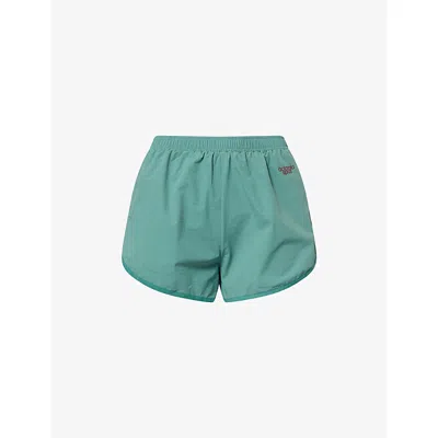 Adanola Womens Eucalyptus Green Logo-print Woven Track Shorts Xs