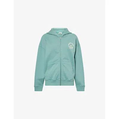 Adanola Womens Eucalyptus Grn/butter Everyday Active Zip-through Cotton-jersey Hoody Xl In Blue