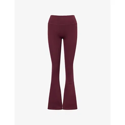 Adanola Womens Dark Cherry Flared Mid-rise Yoga Leggings Xl In Red