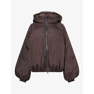 Adanola Womens Funnel-neck Balloon Puffer Nylon Jacket Coffee Bean