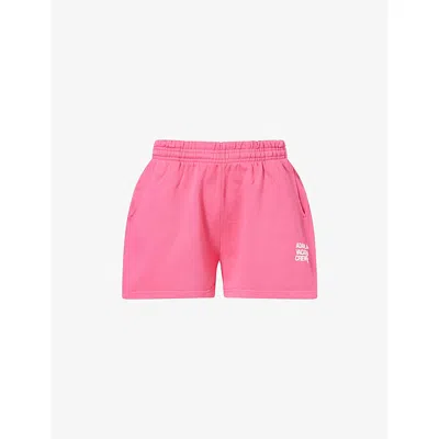 Adanola Womens Hot Pink/mrshmllw White Vacation Oversized Cotton Sweat Shorts Xl