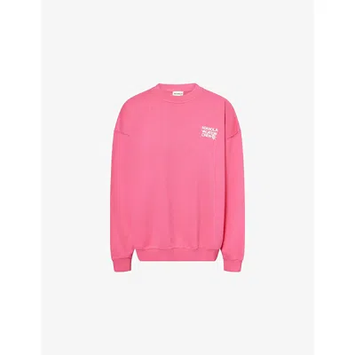 Adanola Womens Hot Pink/mrshmllw White Vacation Oversized Cotton Sweatshirt