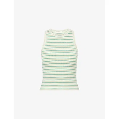 Adanola Womens Jade Green Stripe-print Mid-rise Ribbed-knit Shorts