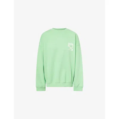 Adanola Womens Kiwi Grn/mrshmllw Wht Ace Oversized Cotton Sweatshirt Xs In Green