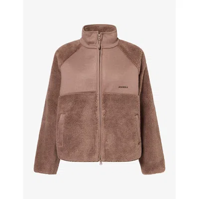 Adanola Womens Knit-panel Fleece Jacket Walnut Brown