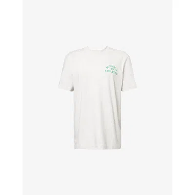 Adanola Womens  Oversized Campus Cotton-jersey T-shirt In Lght Grey Mel/jade Green