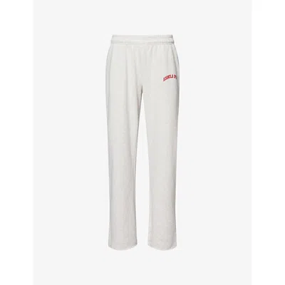 Adanola Womens Lght Gry Mel/clssc Red Raw-cuff Drawstring Cotton-jersey Jogging Bottoms
