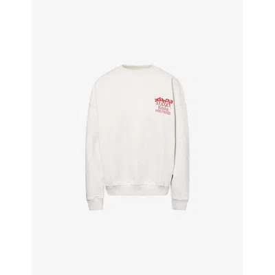 Adanola Womens  Runners Oversized Cotton-jersey Sweatshirt In Lght Gry Mel/clssc Red