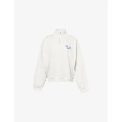 Adanola Womens Lght Gry Melnge/vntgblue Bold High-neck Cotton-blend Sweatshirt