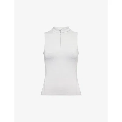Adanola Womens Light Grey Melange Brushed Sleeveless Stretch-jersey Top Xl