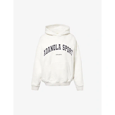 Adanola Womens Light Grey Melange Logo-embroidered Oversized Organic-cotton Hoody