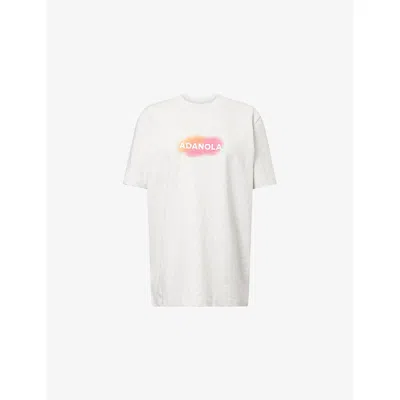Adanola Womens Oversized Brand-print Cotton-jersey T-shirt Light Grey Melange