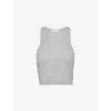 Adanola Womens Light Grey Melange Racer Crop Knit Vest Top