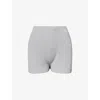 Adanola Womens Light Grey Melange Ribbed Knit Crop Shorts