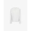Adanola Womens Light Grey Melange Waffle Henley Long-sleeve Cotton-jersey T-shirt In White